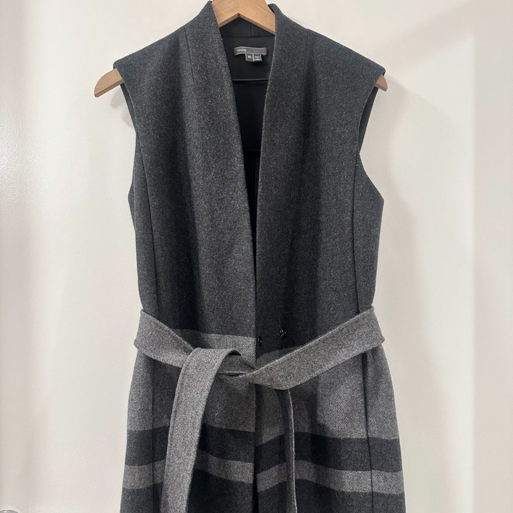Vince Womens Gray Wool Vest Us Xs | S